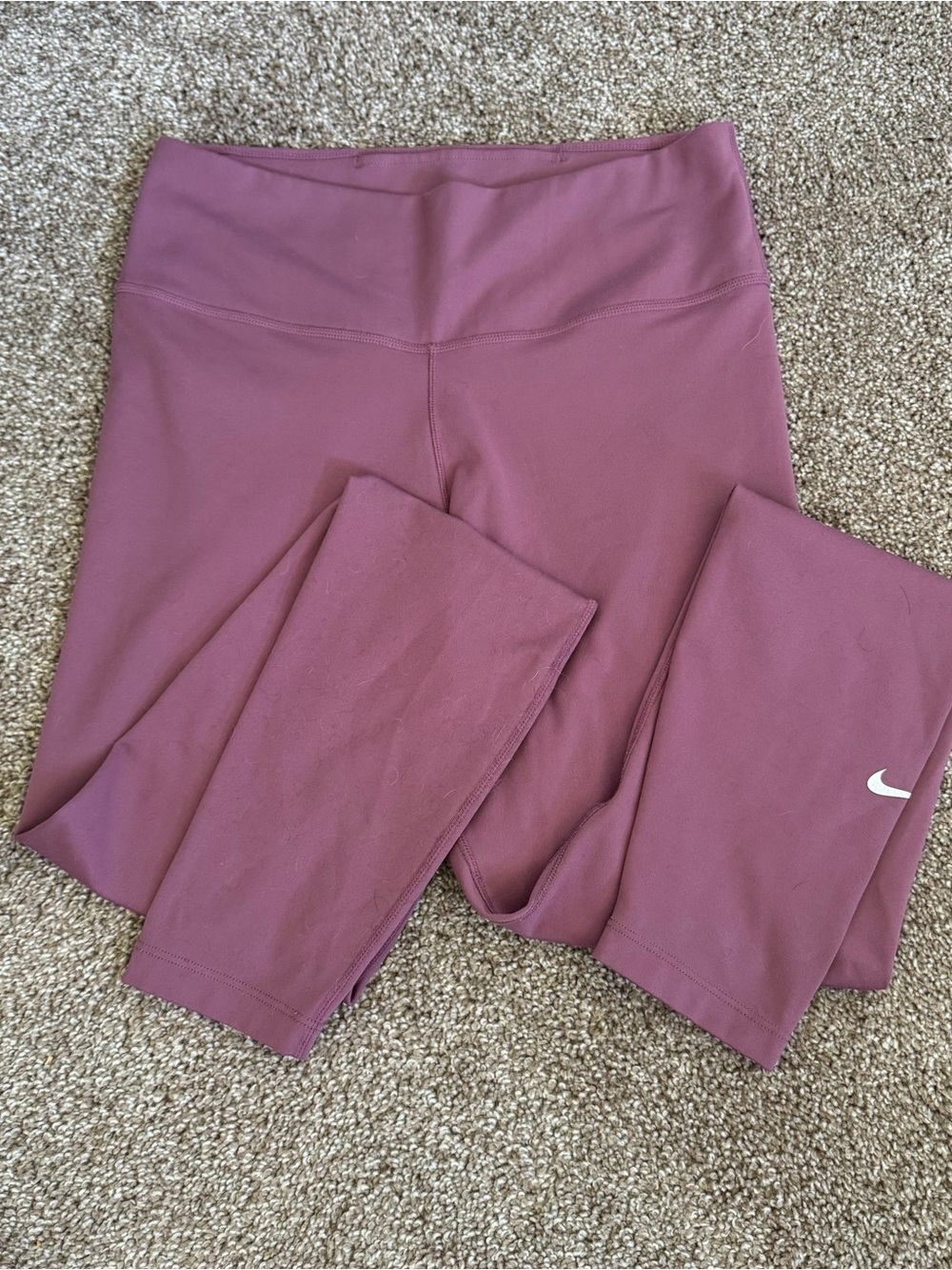Nike Plum High-Rise Leggings with Swoosh‎